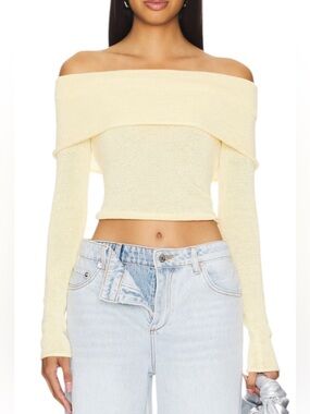 SER.O.YA Besty Off The Shoulder Top in Butter Yellow - Size Small NWT